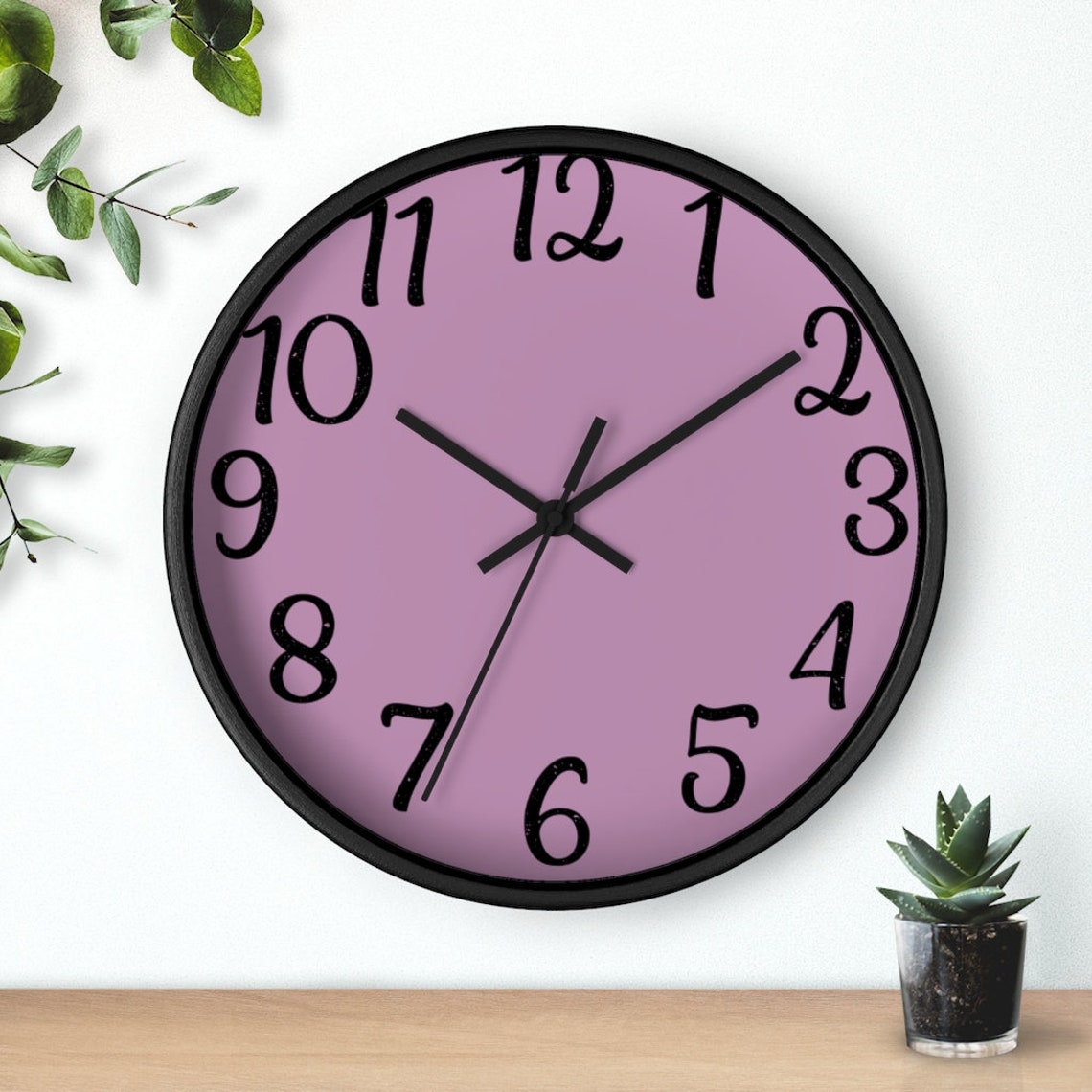 Pink Wall Clock Large Numbers Wall Clock Silent Wall Clock Etsy