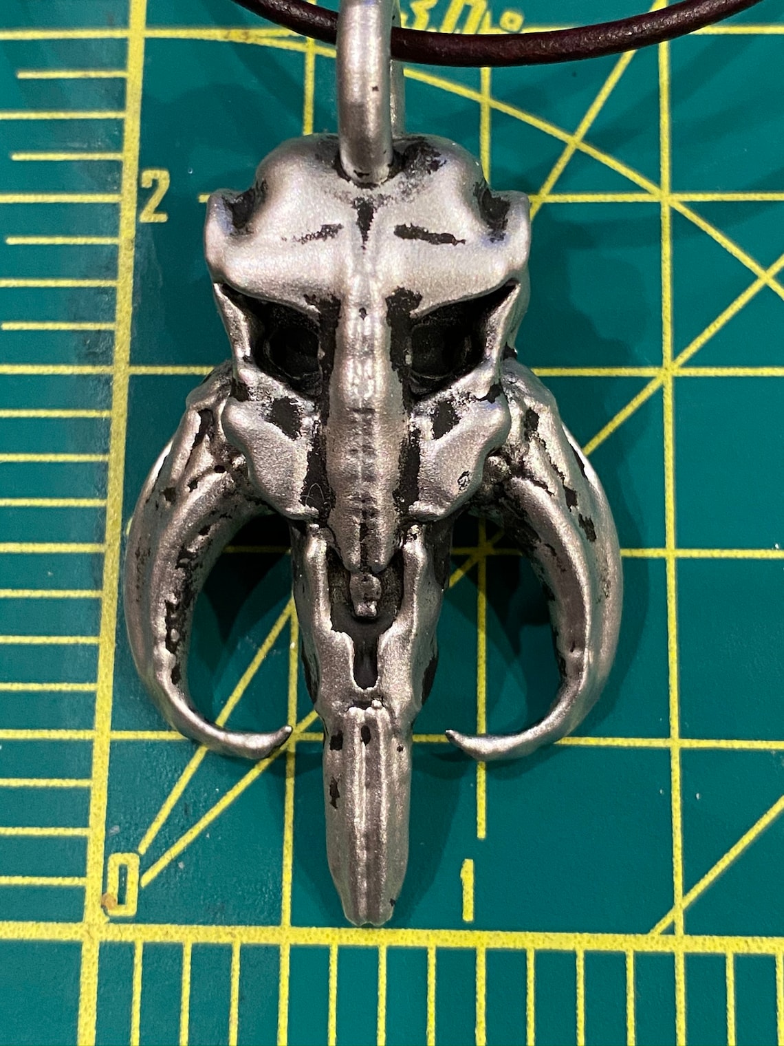Mandalorian Pendant with leather necklace by R2Dito Etsy