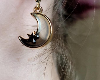 Resin Pastel Moon Earrings. Crescent Moon Fish Hooks.