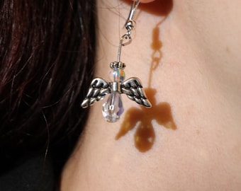 Orecchini Angelo Alato. Holiday Angel e Halo Dangles.