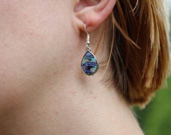 Marble Effect Dangle Earrings. Fish Hook Marble Dangles.