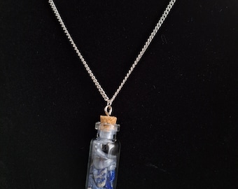 Crystal Chip Pendants. Gemstone / Dried Flower Necklaces
