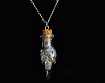 Teardrop Shape Crystal Chip Pendants. Raw Gemstone / Dried Flower Necklaces