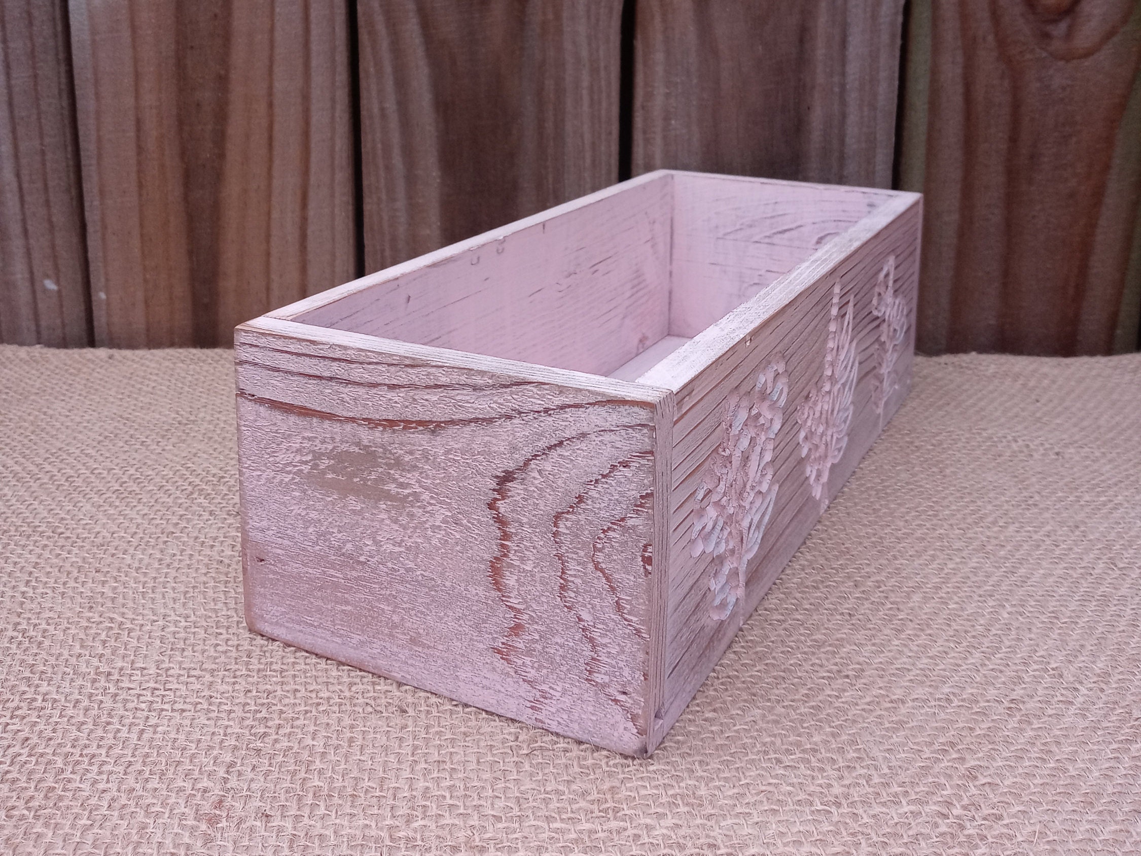 Pink Wood Box Centerpiece distressed wood pink wooden box Etsy