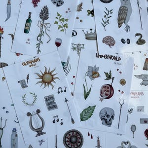 Greek Mythology Stickers - Hand-Drawn Sticker Sheets for Journaling, Scrapbooking, Planners