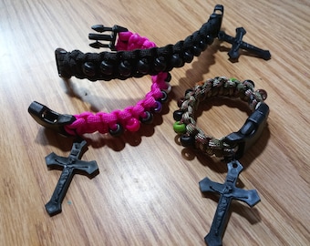 Survival Paracord Rosary Bracelets: Nero sottomesso