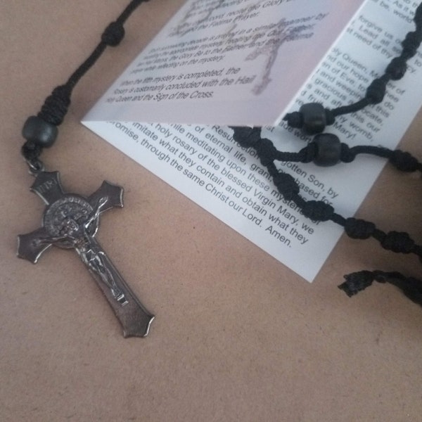 Survival Paracord Rosary in "All Black Subdued"
