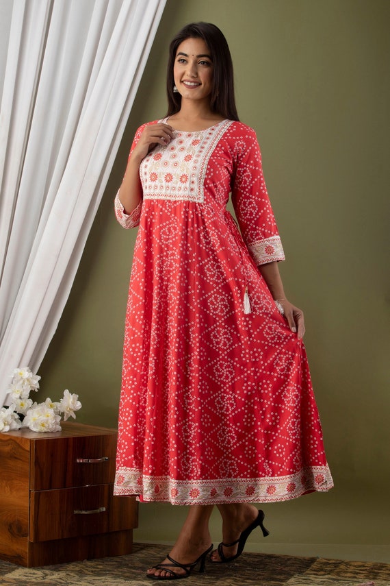 Beautiful Red Long Anarkali Dress for Women Plus Size Dress - Etsy