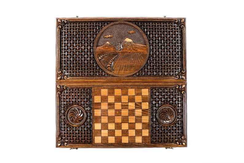 Fathers Day GIft Handmade Backgammon Ararat. Brand : Hrachya Ohanyan 24" x 24" x 2" image 7