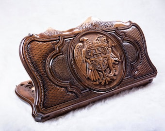 Fathers Day GIft Backgammon coat of arms of Armenia - With Ararat  Brand : Hrachya Ohanyan 24" x 24" x 2"