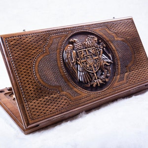 Fathers Day GIft ARMENIAN BACKGAMMON - Coat of arms of Armenia / personalized / classic size /Full Set