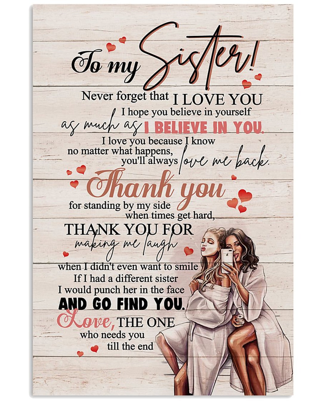 Buy To My Sister. Never Forget That I Love You Poster Gift for My ...