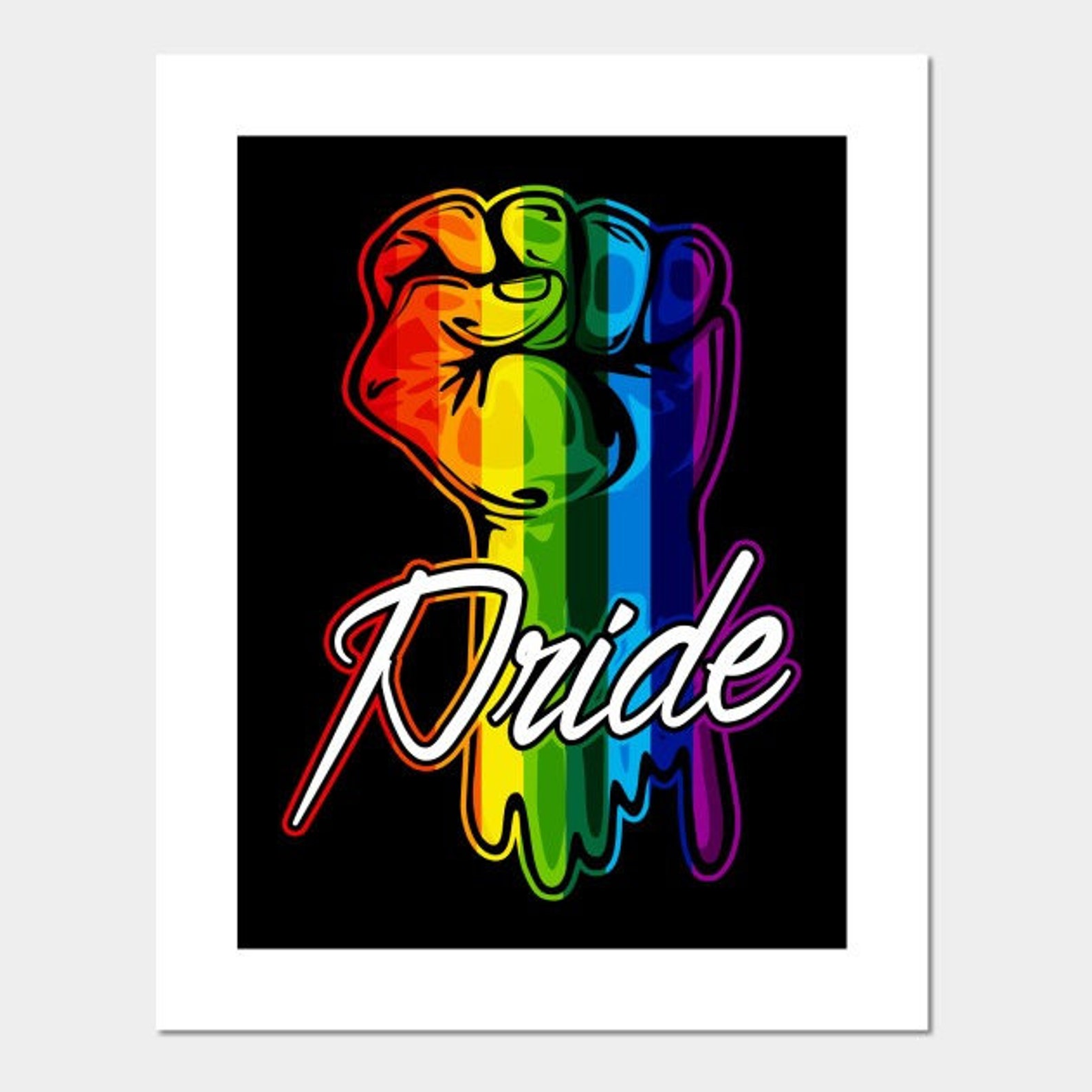 Gay Pride Rainbow Fist LGBT Poster home decor wall art print | Etsy