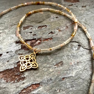 Gemstone necklace with Celtic knot