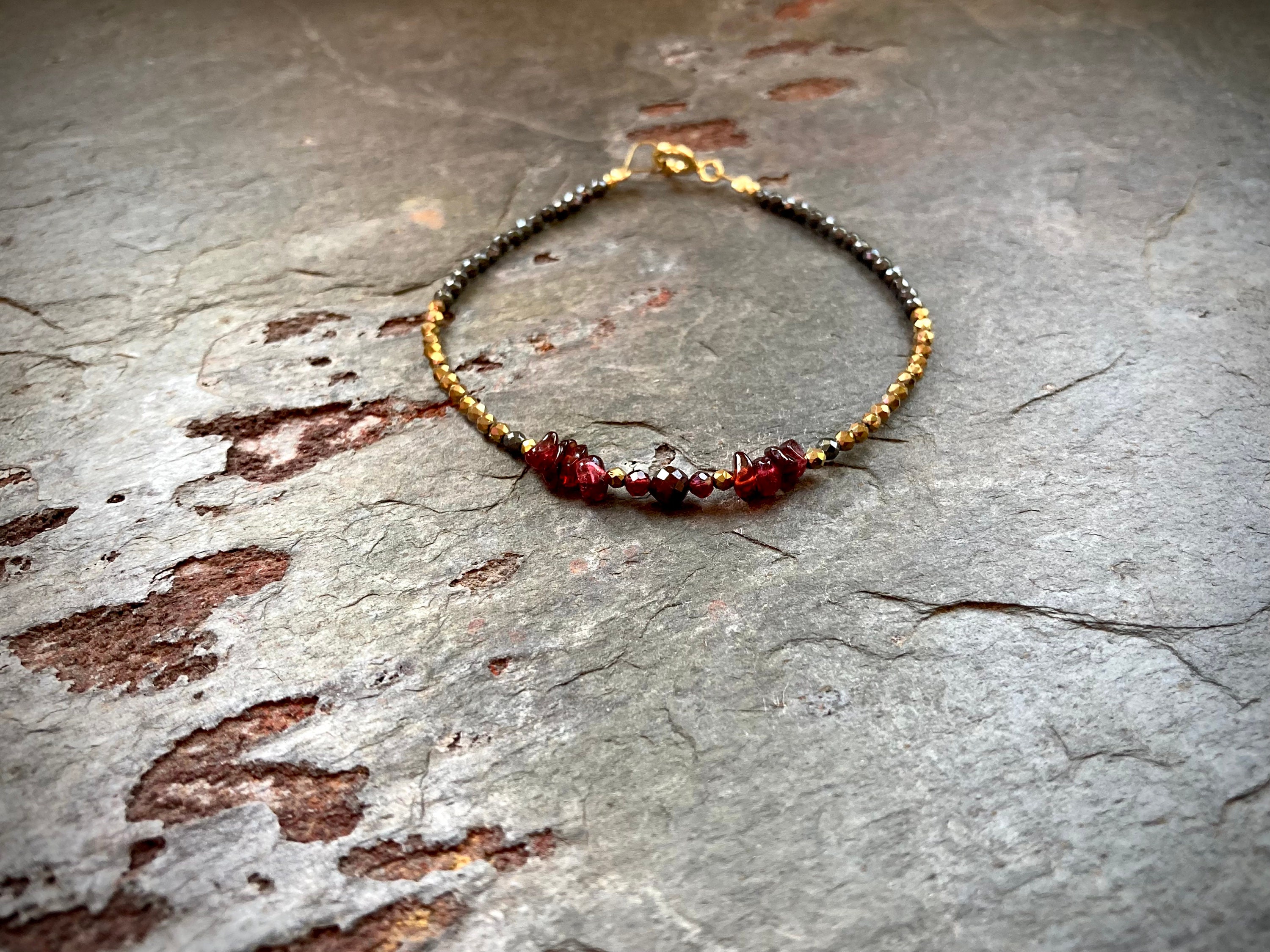 Sparkling Gemstone Bracelet (garnet, Pyrite, Hematite) - Etsy Sparkling Gemstone Bracelet (garnet, Pyrite, Hematite) - Etsy
