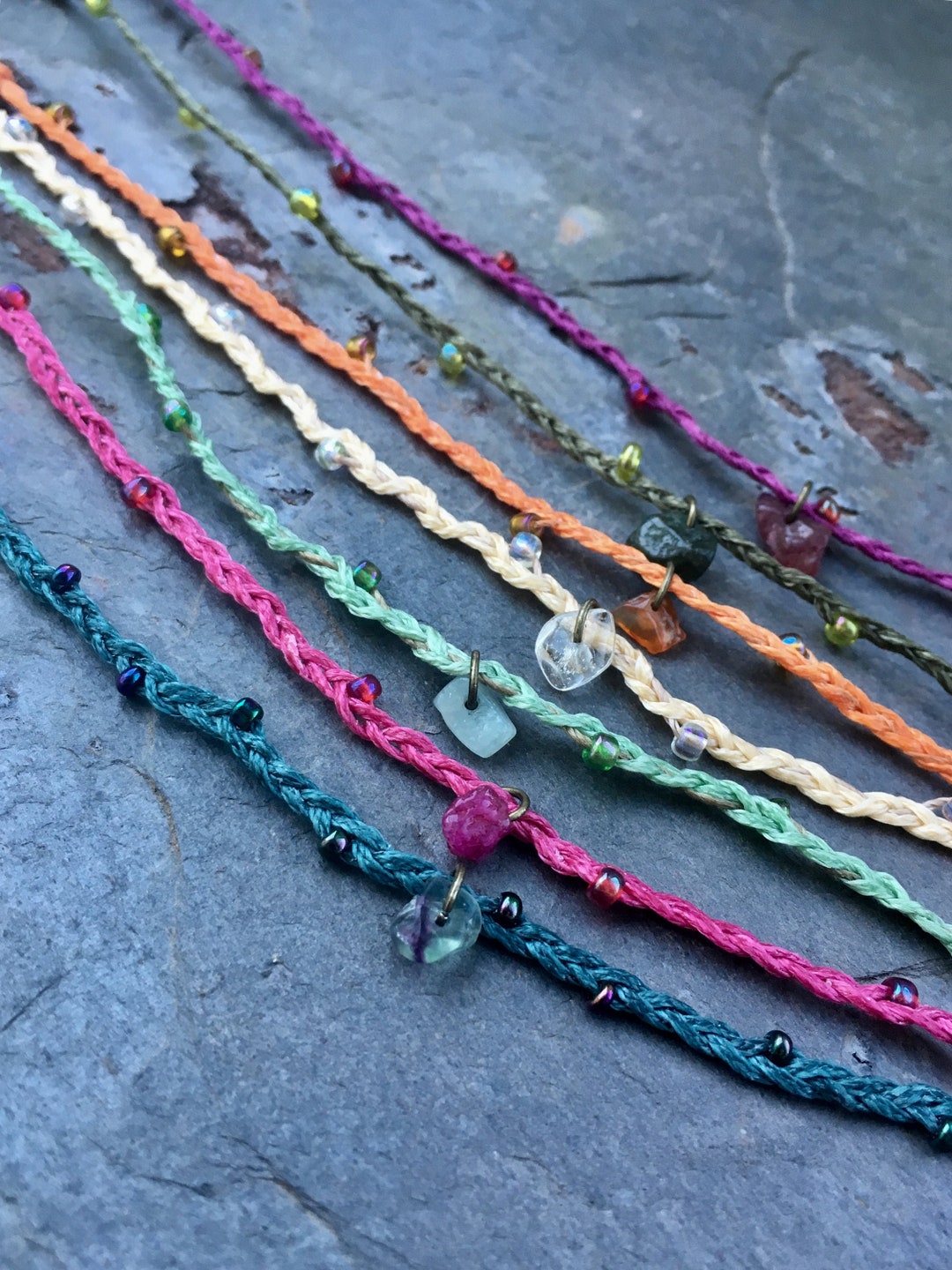 Delicate, Colorful Anklets in Different Colors, With Shimmering Glass ...