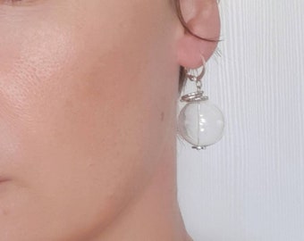 Glass bubble earrings/ Blown glass earrings/ Clear glass bubbles/ Hollow glass ball earrings/ Clear orb earrings/ Large sphere earrings