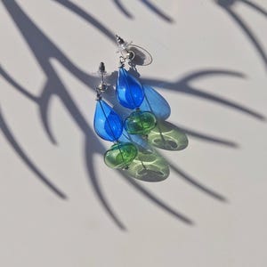 Colourful Glass bubble earrings/ Blown Hollow glass Dangle earrings/ statement Long earrings/ Airy Stylish Modern jewelry for her