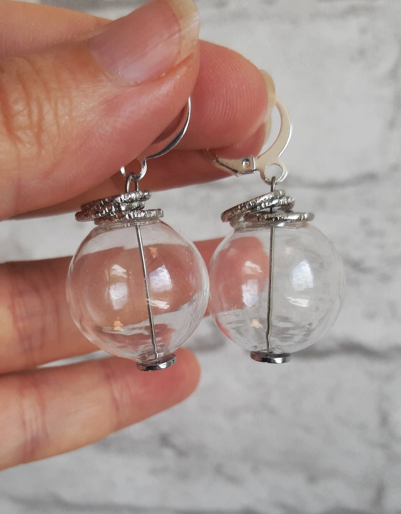 Glass Bubble Earrings/ Blown Glass Earrings/ Clear Glass Bubbles