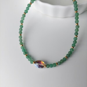 Green Aventurine Gemstones choker necklace/ Casual Matte beaded choker/ Minimalist Simple necklace aesthetic/ Summer jewelry