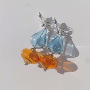 Colourful Glass bubble earrings/ Blown Hollow glass Dangle earrings/ statement Long earrings/ Airy Stylish Modern jewelry for her
