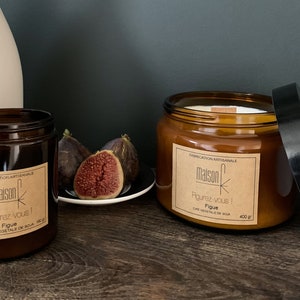 Fig scented handmade candle with natural soy wax