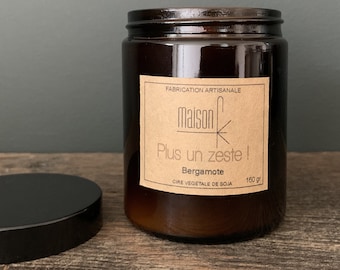 Bougie artisanale parfumée Bergamote à la cire de soja naturelle  Plus un zeste