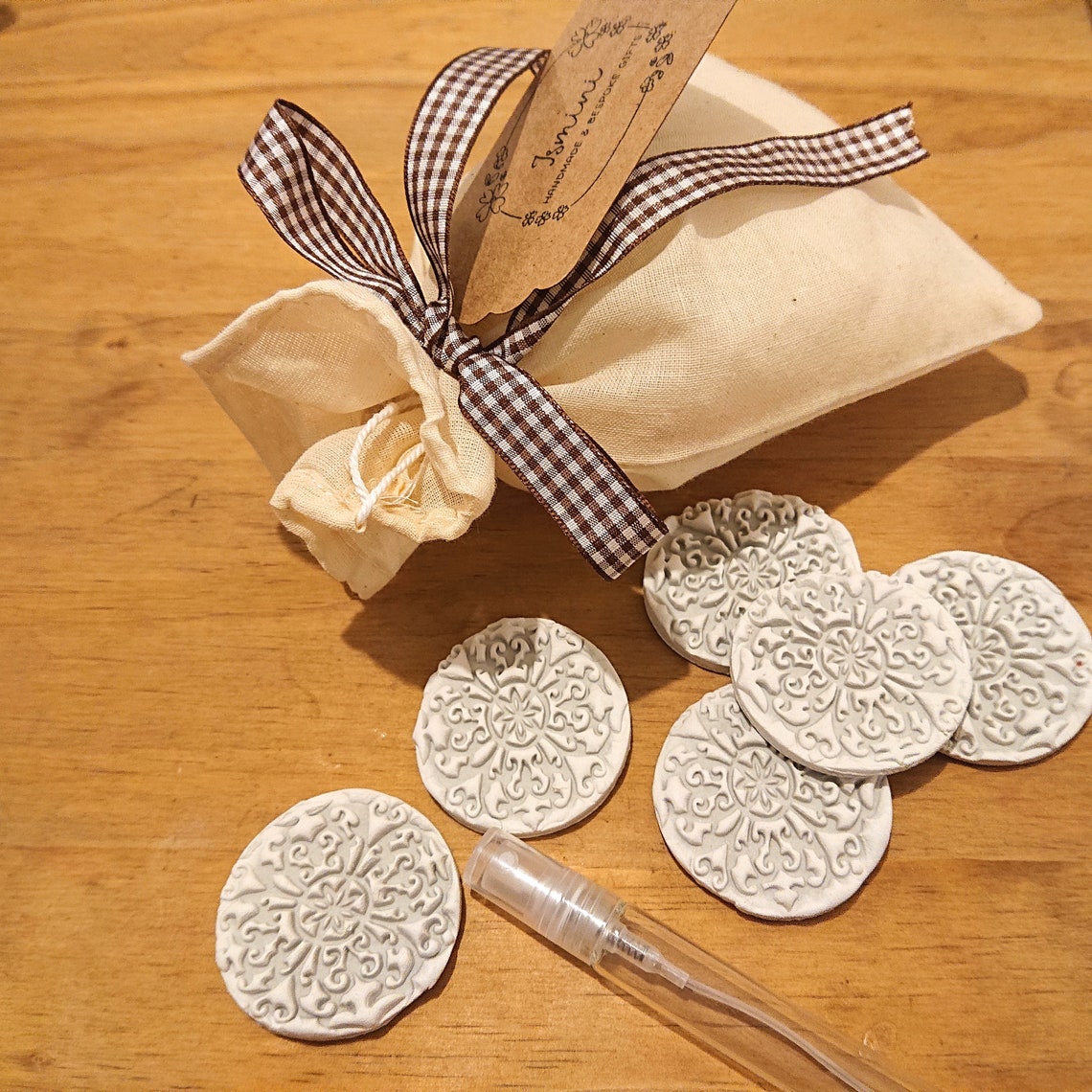 Handmade stamped air dry clay discs set of 6 terracotta bowl Etsy