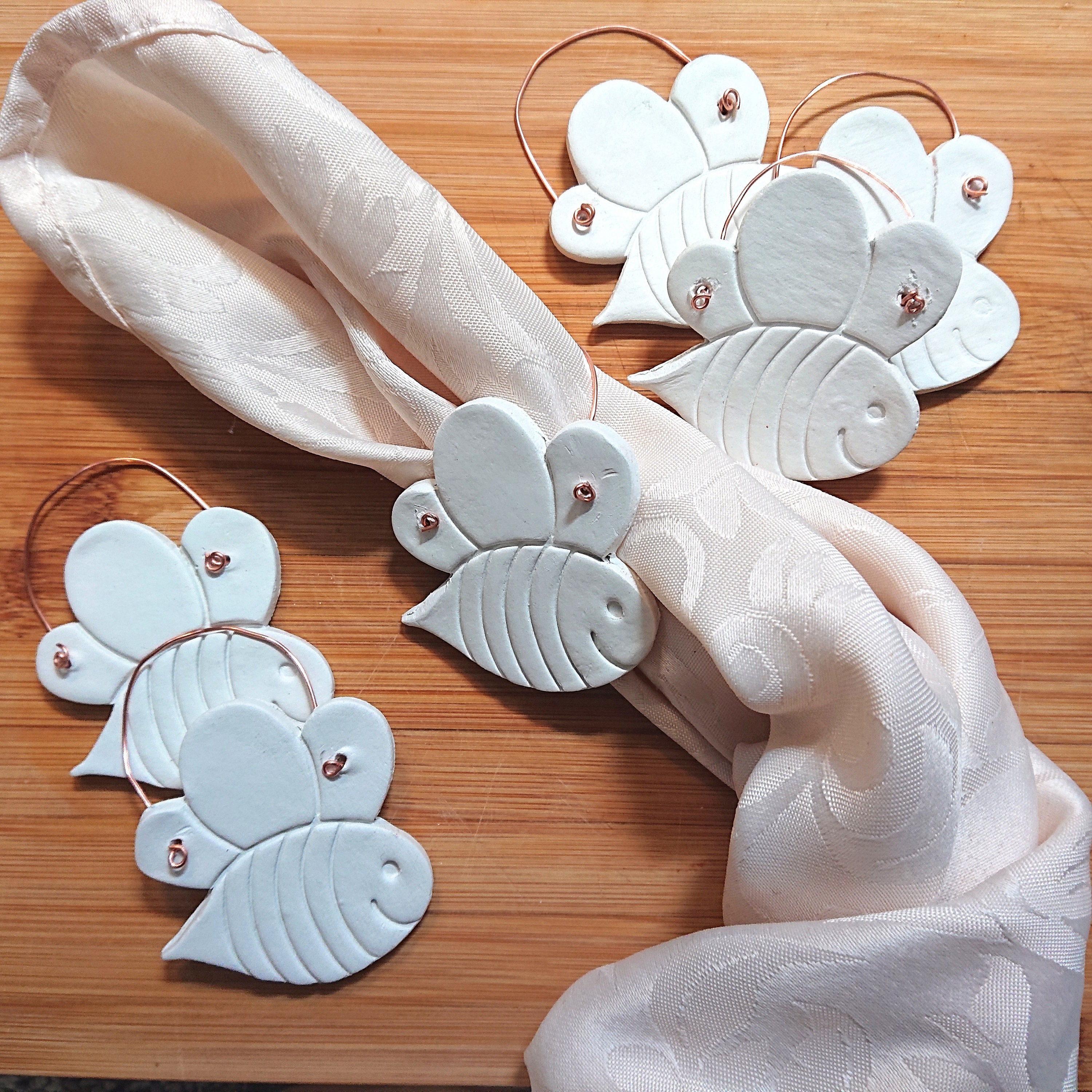 Handmade air dry clay bees napkin rings 6 pcs favours Etsy