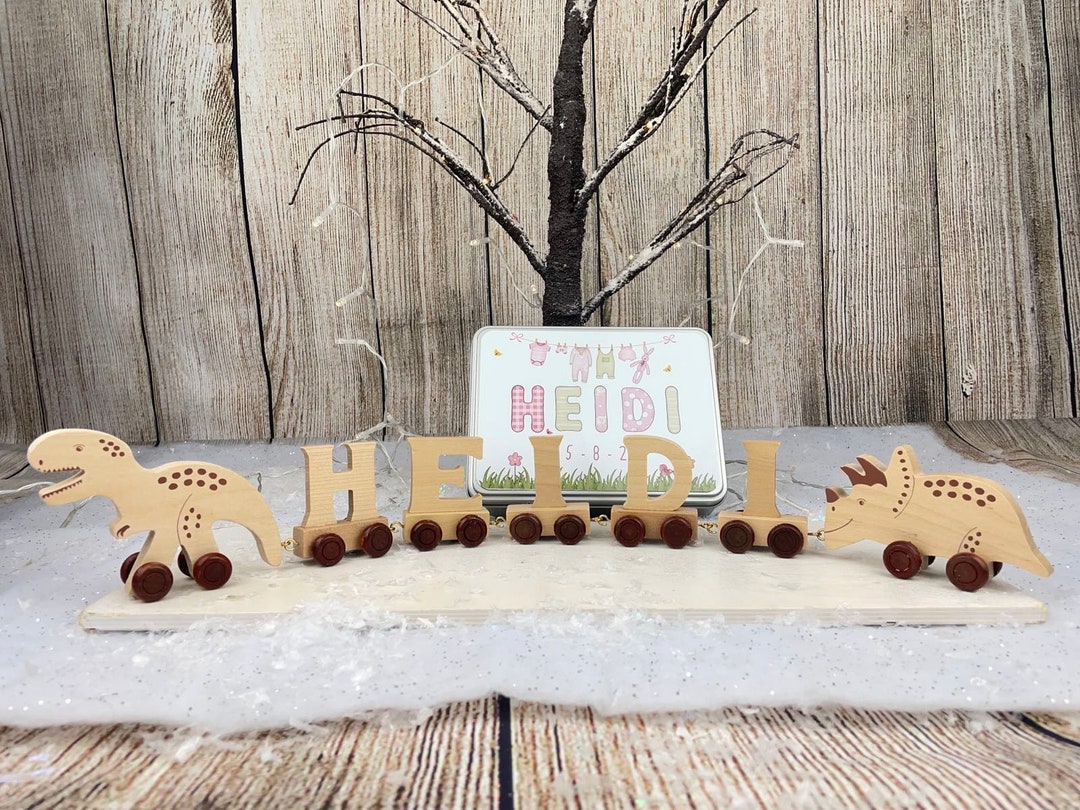 Wooden Name Dinosaur Train, Alphabet Dinosaur Train, Keepsake Tin Etsy