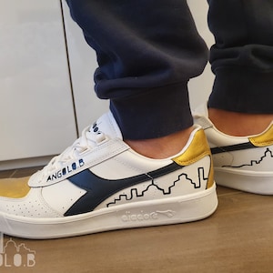 Diadora B Elite personalizzata skyline Nero Oro - custom skyline Black Gold