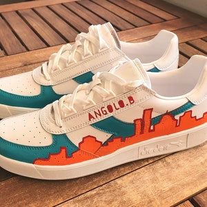 Diadora B Elite personalizzata skyline Arancio/rosso - custom skyline ORANGE/RED