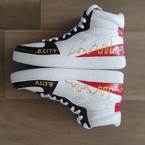 Diadora Playground high Custom white red black gold - Custom white red black gold