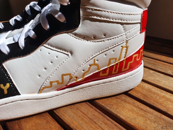 Diadora Playground High Custom White Red Black Gold Custom White Red Black Gold Etsy Ireland
