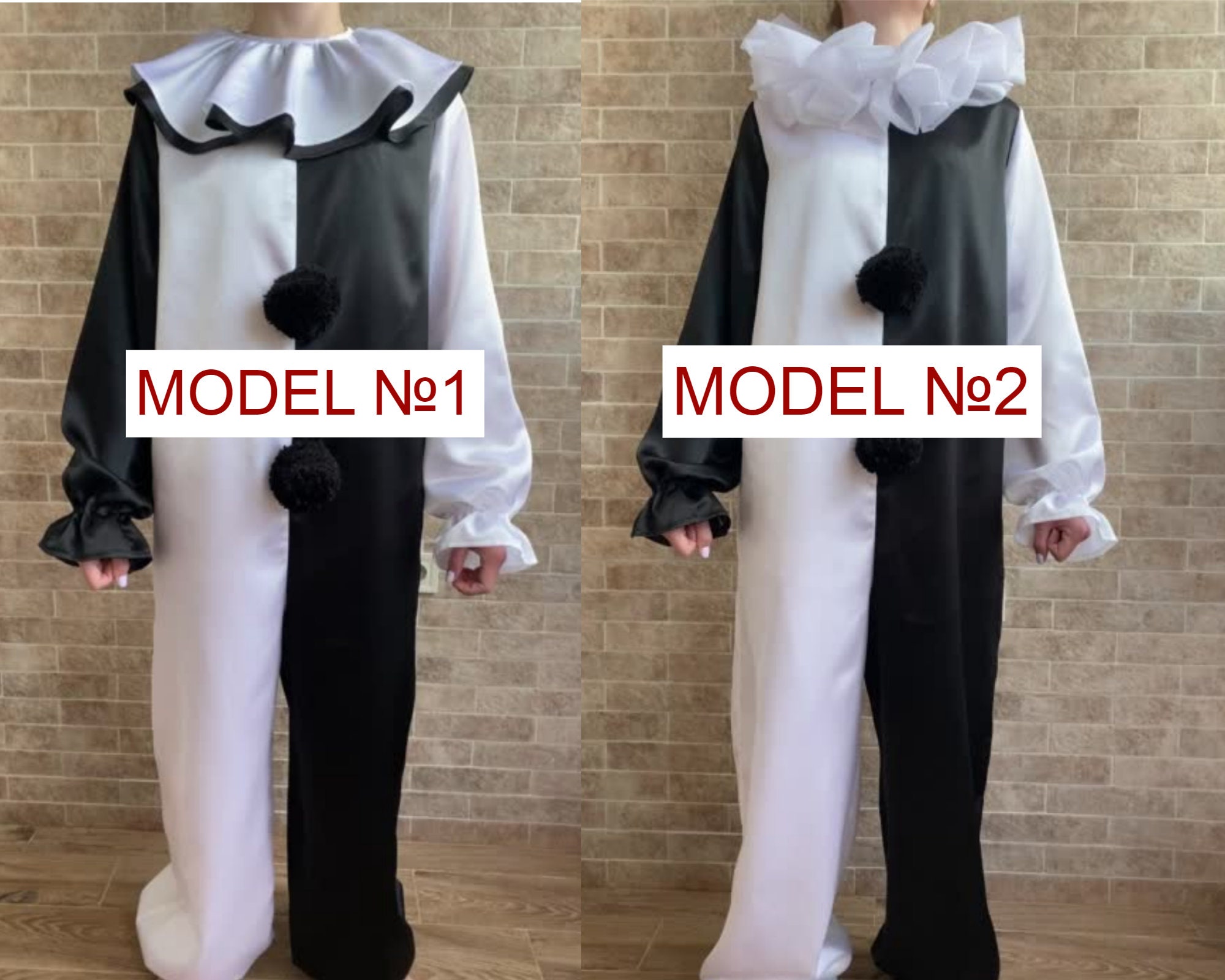 Clown costume Black and White clown Pierrot costume Scary Clown collar Pennywise costume Halloween costumes adult toddler women Cosplay