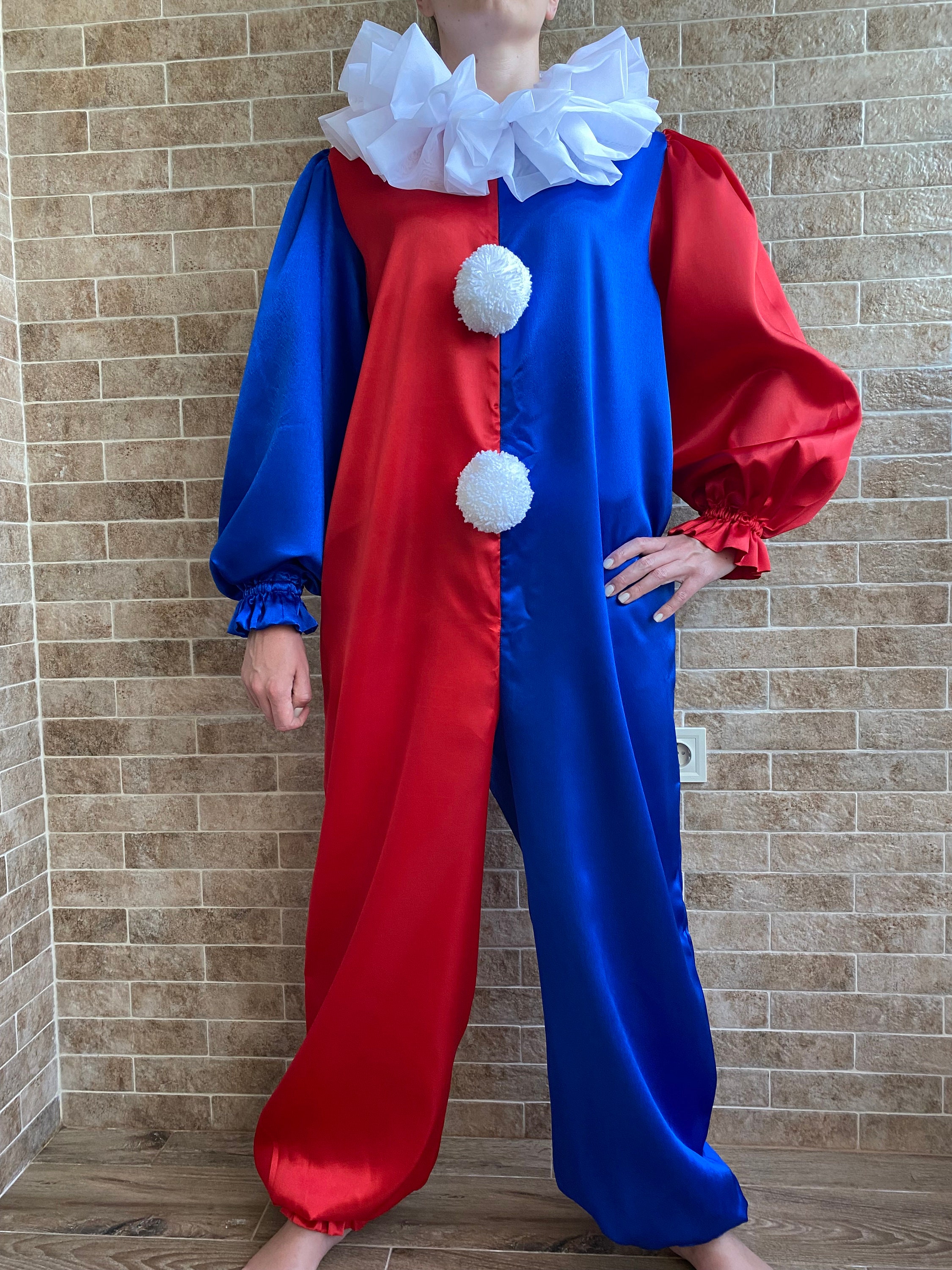 Clown costume Red and Blue clown costume Clown collar Etsy