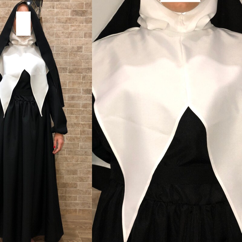 Nun Costume with Side Slit Dress & Veil