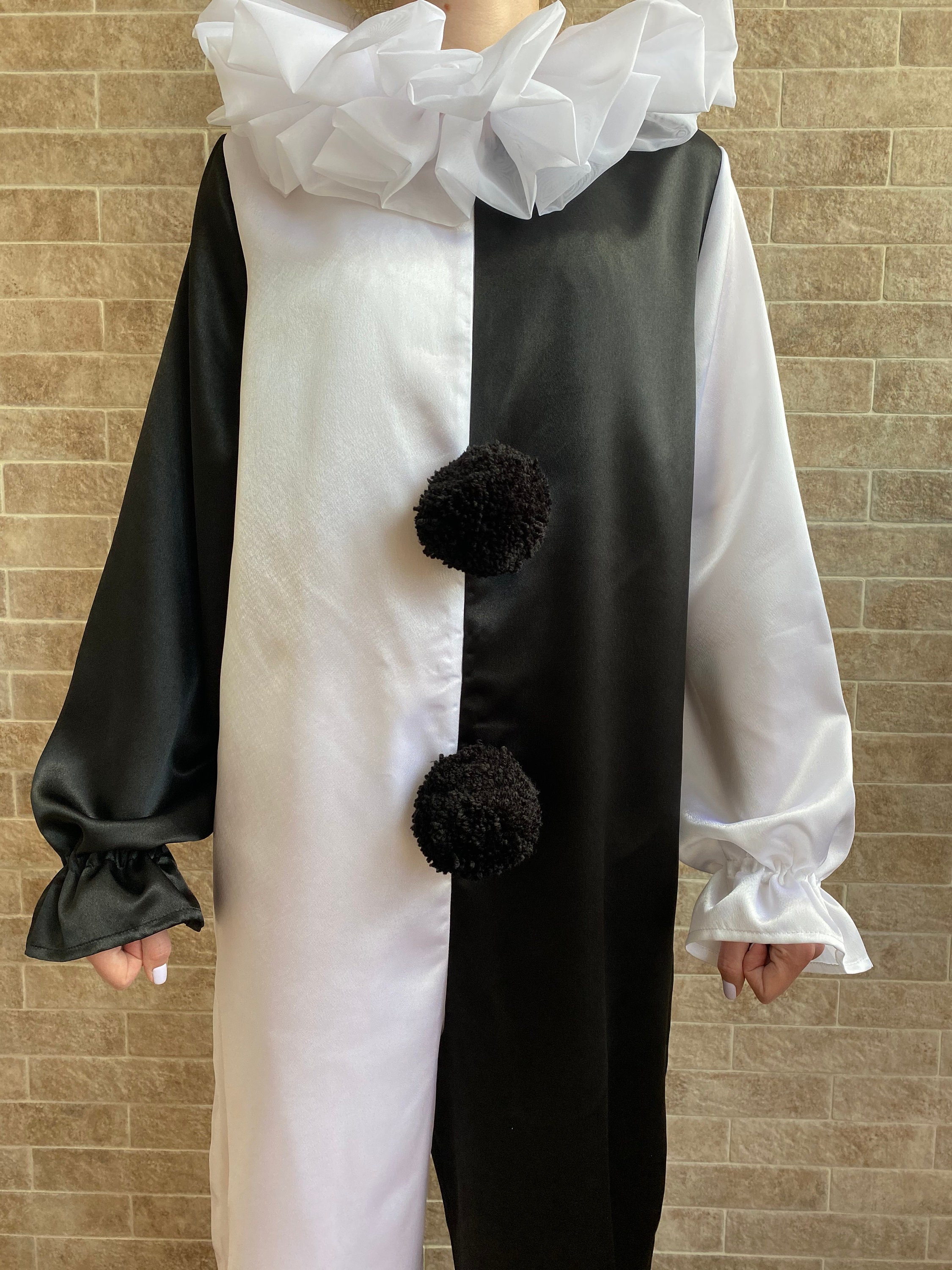 Clown Costume Black and White Clown Pierrot Costume Scary Etsy