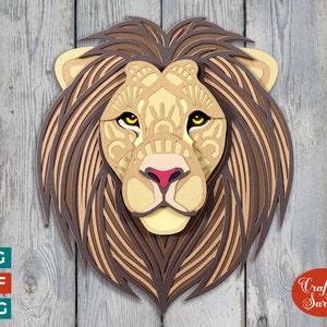 Cabeça de Leão Mandala SVG | Leão 3D SVG