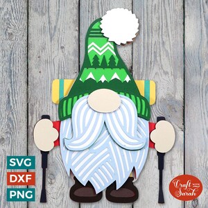 Hiker Gnome SVG | Layered Male Hiking Gnome Cutting Files