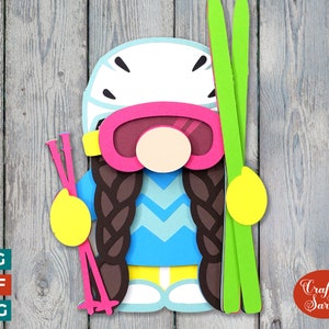 Gnome de sports d'hiver SVG | Fichiers multicouches Gonk pour femmes, sports de neige et sports d'hiver