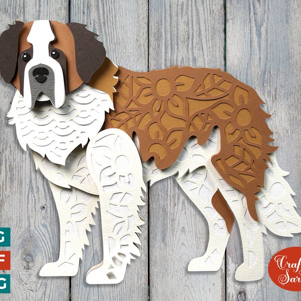 St Bernard Dog SVG | Layered Saint Bernard Dog Cutting File