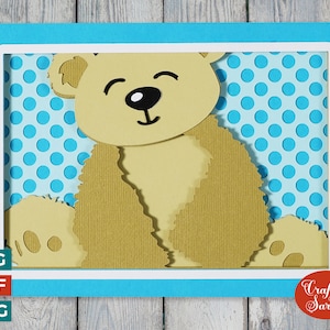 Carte de voeux d'ours en peluche | Carte peluche superposée