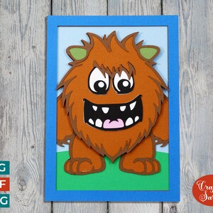 Carte de monstre SVG | Carte de voeux de monstre d'Halloween en couches