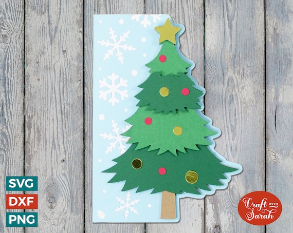Christmas Tree Greetings Card SVG | Festive Side-Edge Card
