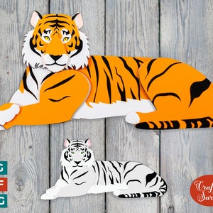 Tigre SVG | Fichiers SVG Tigre et tigre des neiges en couches 3D