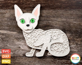 Sphynx Cat Layered SVG | Layered Hairless Cat Cutting File