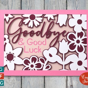 Auf Wiedersehen Blumen Karte SVG | Vintage Glückwunschkarte zum Abschied