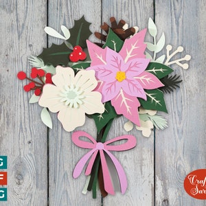 Buquê de Inverno SVG | Flores de Poinsétia em Camadas SVG
