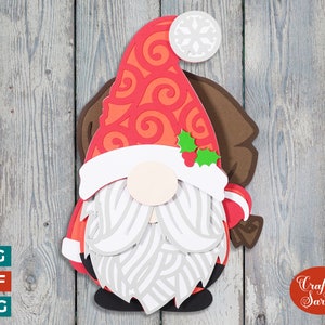 Gnomo de Papai Noel SVG | Gnomo de Natal Masculino em Camadas SVG